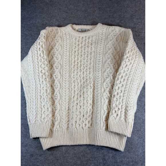 Aran Sweater Market Fisherman Sweater Large Beige Wool Cashmere Blend Ireland - Picture 1 of 6